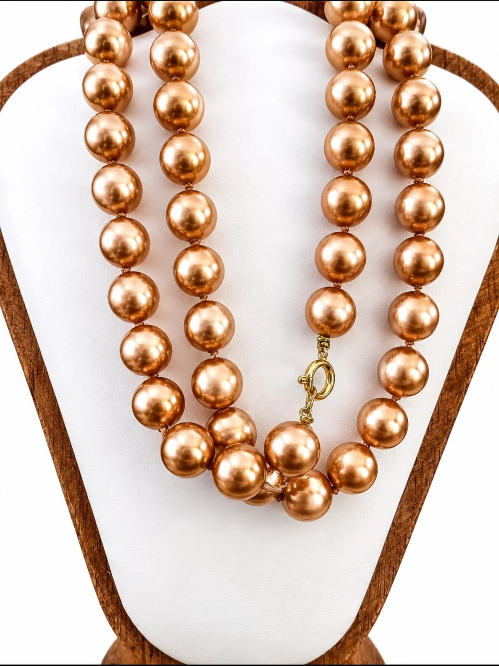 Elegant Copper Faux Pearl Bead Necklace - Women Jewelry 29 Inches